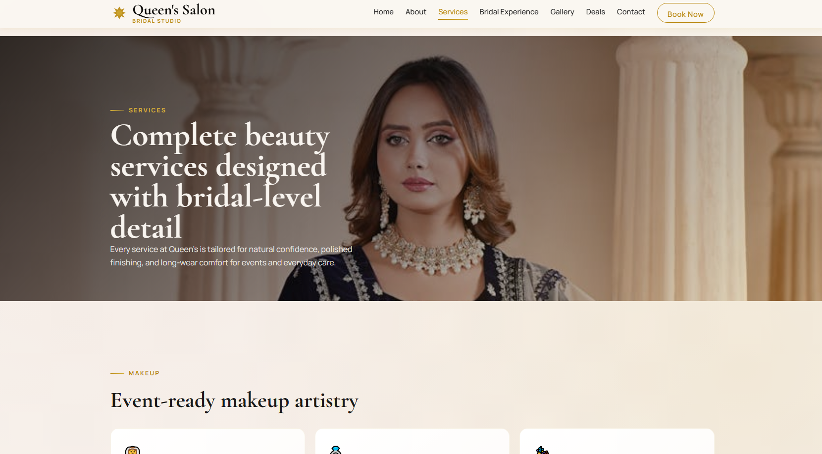 Beauty salon homepage