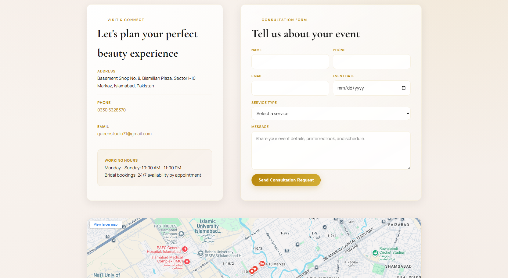 Bridal services page